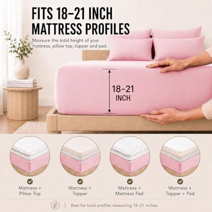 CozyLux Cal King Sheet Set 6-Piece, 21-Inch Deep Pocket, Soft Brushed Feel
