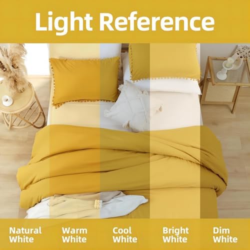 YIRDDEO Twin Comforter Set, Mustard Yellow Ball Pom Fringe Bedding 2 Pcs
