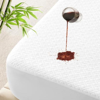 Full Size Waterproof Mattress Protector Bamboo Viscose, Soft Mattress Pad