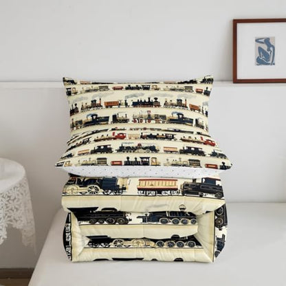 Feelyou Kids Vintage Train Comforter Set Queen Size Boys Girls