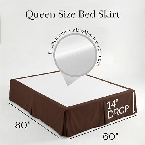 Southshore Fine Living Queen Bed Skirt 14 Inch Drop Soft Pleated Brown