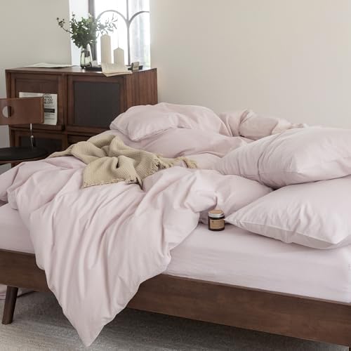 FOSSA Duvet Cover Set 100% Washed Cotton Linen Feel Full