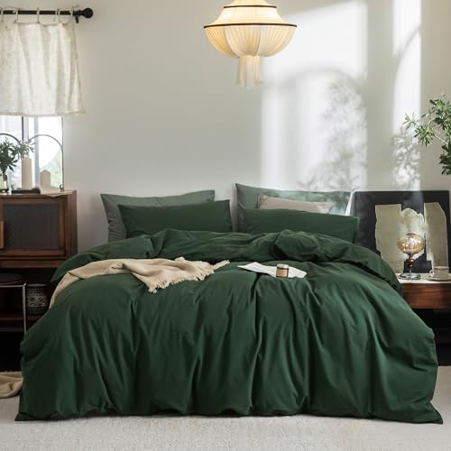 FOSSA Duvet Cover Set 100% Washed Cotton Linen Feel Oversized King Plus