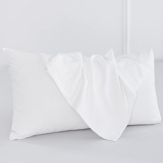 MooMee Bedding Pillowcases Pack of 4 100% Washed Cotton Linen Like Textured Breathable Durable Soft Comfy (Solid Off White, Standard)