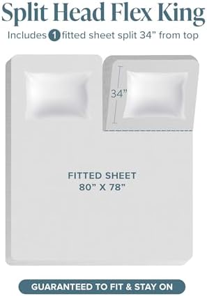 Bare Home Fitted Sheet - 1800 Ultra-Soft (Split Head Flex King, Dark Blue)