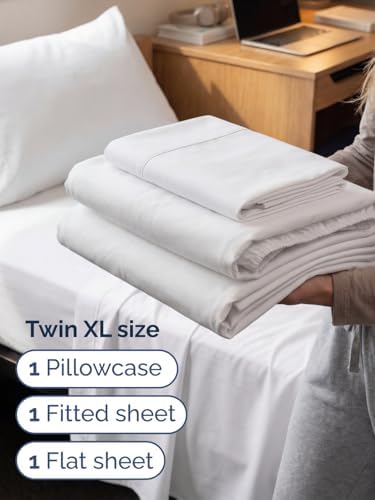 Extra Deep Twin XL Sheet Set - 3 Piece College Dorm Room - White