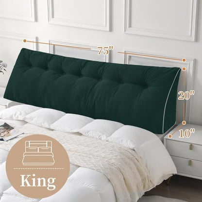 Sasttie Headboard Pillow King, Wedge Pillow Headboard, Green