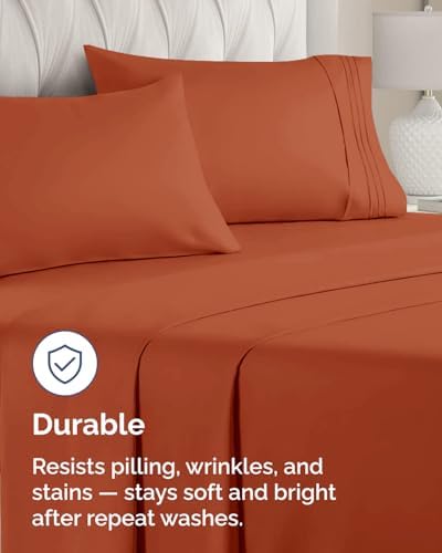 Queen Pillow Cases Set of 8 - Ultra Soft Pillowcase Covers - Terracotta