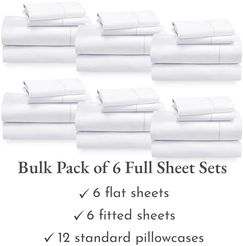 California Design Den Soft 100% Cotton Sateen Full Bed Sheets Sets, 6 Pack