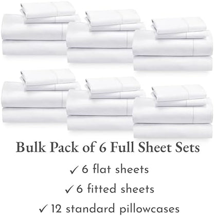 California Design Den Soft 100% Cotton Sateen Full Bed Sheets Sets, 6 Pack