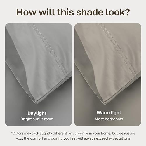 California Design Den 2 Pack 600 Thread Count King Size Sheets, Light Grey