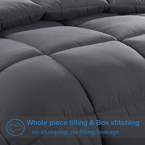 EASELAND Oversized King Down Alternative Comforter, Dark Grey, 98x116