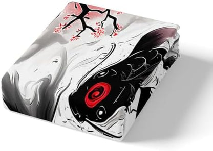 Feelyou Kids Koi Fish Duvet Cover - King Size Yin Yang Bedding Set - Boys & Girls - Cherry Blossom Comforter - Ukiyoe Theme Bedspread