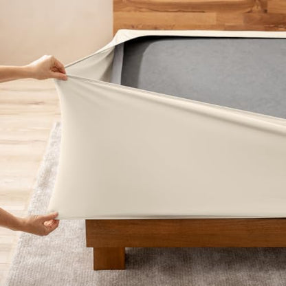 Bare Home Queen Size Box Spring Cover Wrap Around (Queen, Sand)