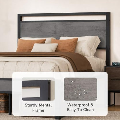 Z-hom Full Size Bed Frame&Wood Headboard&Footboard,Heavy Duty Metal Bed