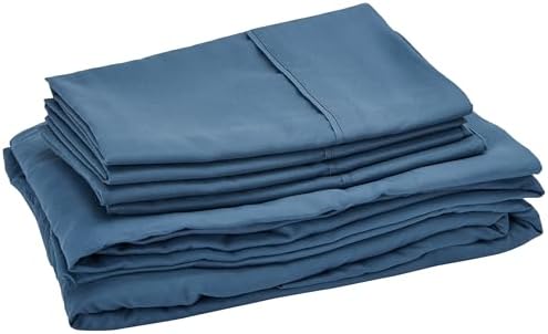Sweet Home Collection 7 Piece Comforter Set Bag Solid Color All Season Soft Down Alternative Blanket & Luxurious Microfiber Bed Sheets, Denim, Full
