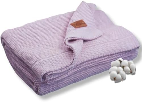 Dalisa Alina GOTS Organic Cotton Throw Blanket, Lavender Frost, 80x90 in
