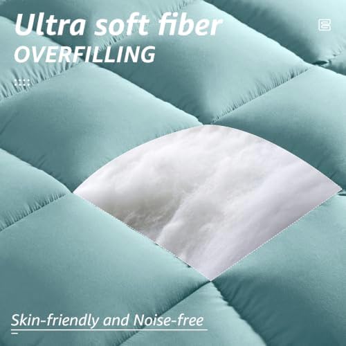 HYLEORY All Season Full Size Bed Comforter - Cooling Down Alternative Quilted Duvet Insert with Corner Tabs - Winter Warm - Machine Washable - Turquoise