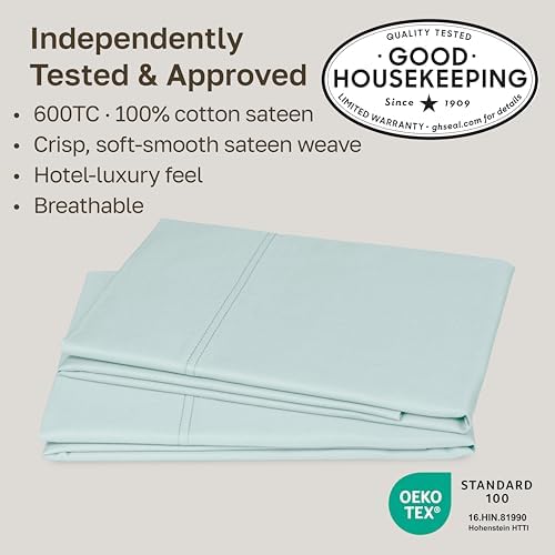California Design Den 600 TC Set of 2 Pillow Cases King, Aqua
