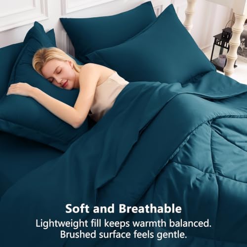 CozyLux Twin XL Comforter Set 68"x88" Lyons Blue - 5 Piece Bed in a Bag