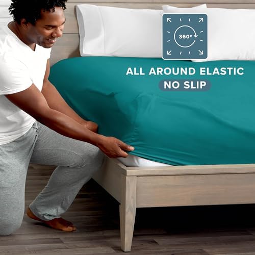 Bare Home Twin XL Fitted Sheet - 1800 Ultra-Soft (Twin XL, Emerald)