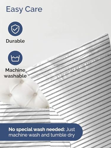 CGK Linens Deep Twin XL Fitted Sheet - Dorm Room Essentials - Grey Stripes