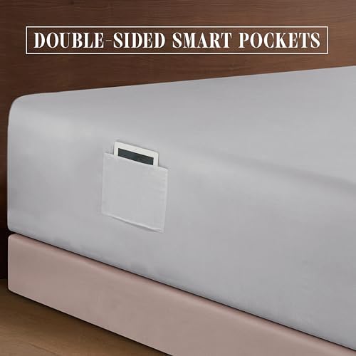 Elegant Comfort 4-Piece Bed Sheet Set - Luxury Bedding 1500 Premium Hotel Quality Microfiber, All Around Elastic 18-24 Inches Deep Fitted Sheet- Extra Deep Pocket Sheets, Twin/Twin XL, Silver Grey