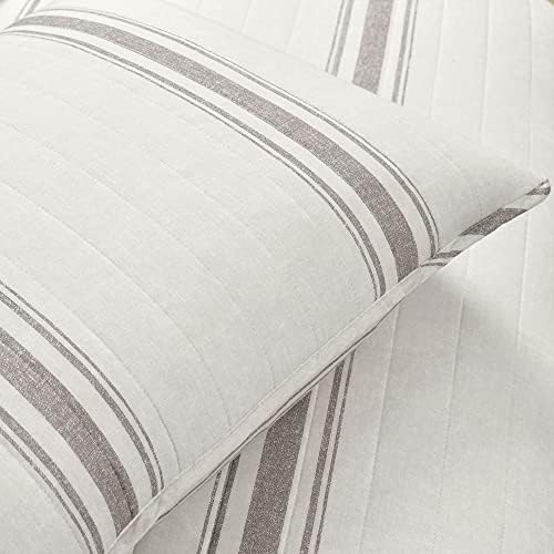 Lush Decor Farmhouse Stripe Reversible Cotton Quilt King Size 3 Piece Set Gray - Farmhouse Bedding Set King Quilt - Striped Bedding