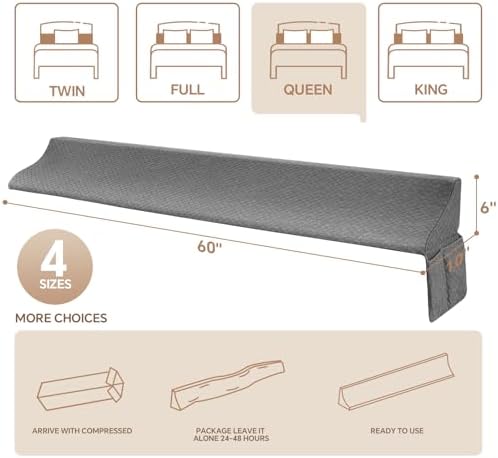 EUHAMS Queen Bed Wedge Pillow for Headboard, Mattress Gap Filler 0-7 Inches