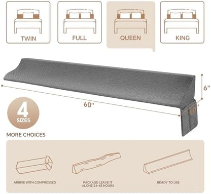 EUHAMS Queen Bed Wedge Pillow for Headboard, Mattress Gap Filler 0-7 Inches