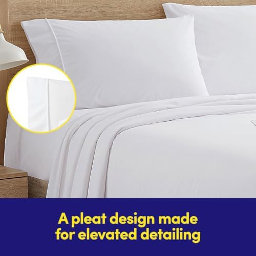 Flannel Sheets Warm and Cozy Deep Pocket Breathable All Season Bedding Set with Fitted, Flat and Pillowcases, Queen, White