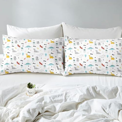 Erosebridal Dinosaur Comforter Cover Queen Size for Boys Kids Girls Home Bedroom Decor Bedding Set Teens Cute Cartoon Dinosaur Printed Bedding Collection Soft Microfiber Reversible Duvet Cover