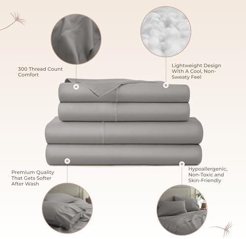 Whisper Organics 100% Organic Cotton Bed Sheets with Deep Pocket 4 Pc. Set
