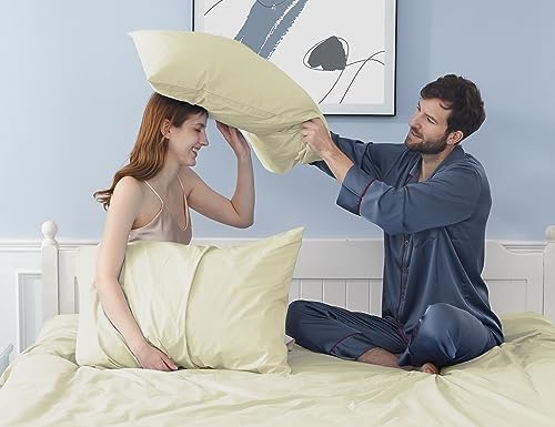 Pillow Cases 100% Cotton Percale King Size Set of 4, Cream