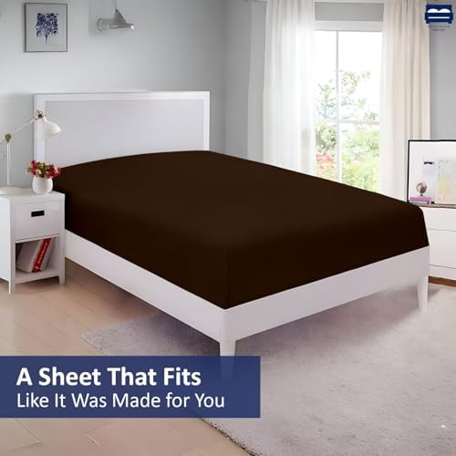 1 Piece King Size Fitted Sheet Only, 15-Inch Deep Mattress, Chocolate Solid