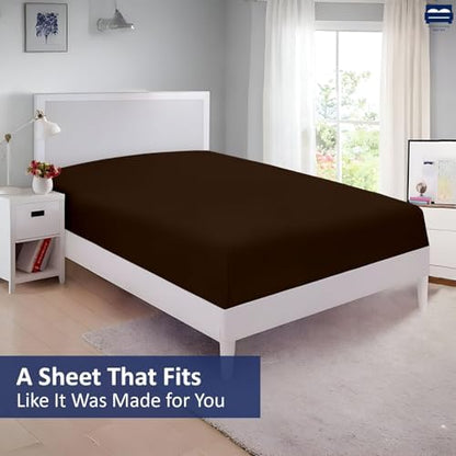 1 Piece King Size Fitted Sheet Only, 15-Inch Deep Mattress, Chocolate Solid