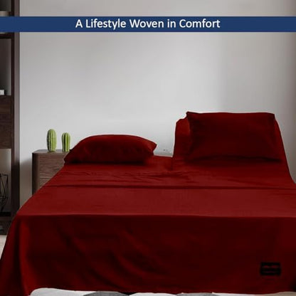 4 Piece Flex Head King Sheet Set 34" Top, 100% Egyptian Cotton, Burgundy