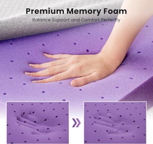 SINWEEK 2 Inch Gel Memory Foam Mattress Topper King Size, Pad for Back Painwith Removable Soft Cover, CertiPUR-US Certified,Grey