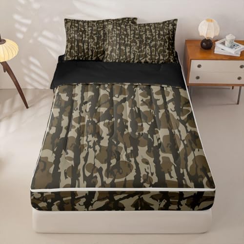 Feelyou Camouflage Military Army Comforter Set Twin Size Kids Boys Girls