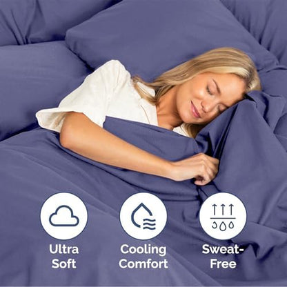 Queen Size 4 Piece Sheet Set - Soft & Cooling Bed Sheets - Twilight Purple