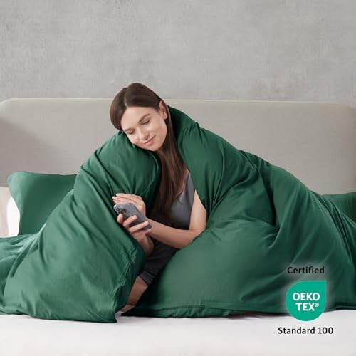 Hearth & Harbor Prewashed King Duvet Cover Set, Dark Green