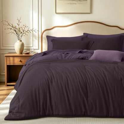 Upgraded Cationic Dyed King Comforter Set, 7-Piece Bed in a Bag
