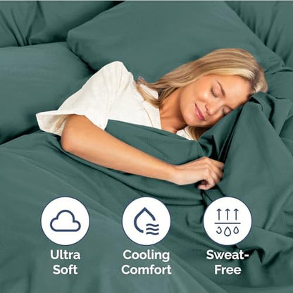 Twin Size 3 Piece Sheet Set - Ultra Soft & Cooling Bed Sheets - Dusty Teal