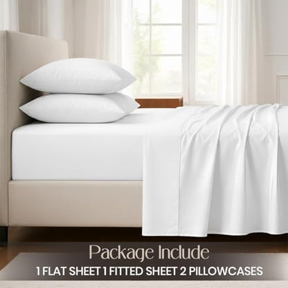 SGI bedding 100% Egyptian Cotton Sheets Queen Size – Cooling Sheets, Soft Breathable White Bedding, Luxury Bedding, Luxury Hotel Sheet Set, High Thread Count, Deep Pocket 18", 4 Piece Set