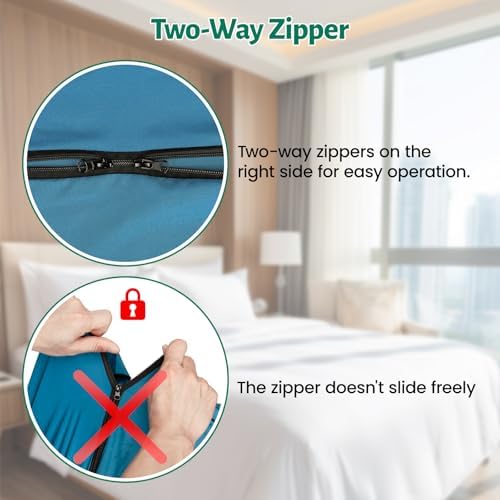 Ultralight Sleeping Bag Liner, Satin Sleep Sack, Comfy Breathable & Cooling & Silky Soft liner, Travel Sheets & Adult Sleep Sack with 2 Way Zipper, Ideal for Backpacking, Hotel, Camping, Hostels