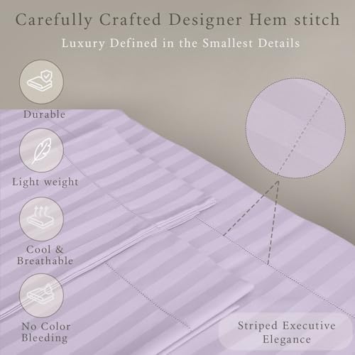 Threadmill 500 Thread Count Cotton Queen Sheet Set, Damask, Lilac, 4-Piece