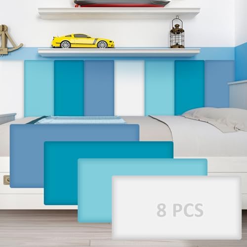 Hahafelt 8 Pack Wall Padding Headboard15.75" x 7.87" x 1.18" Blue Colors