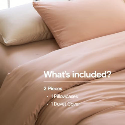 DOZ Duvet Cover Set, 100% Viscose derived from Bamboo, Organically Grown, Buttery Soft, Cooling Duvet Covers, High GSM, 1 Duvet Cover and 1 Pillowcase, 70"x90" (Blush, Twin/Twin XL)