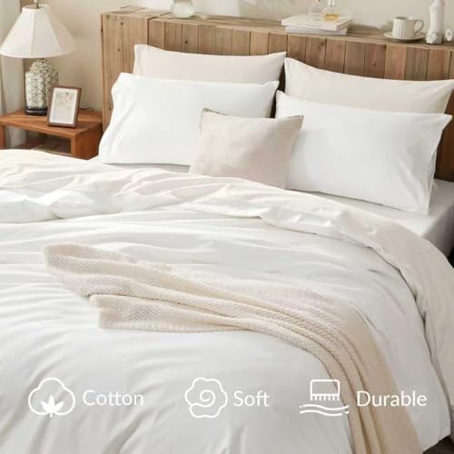 White Duvet Cover Queen Size 100% Cotton Queen Duvet Cover 3-Piece Set