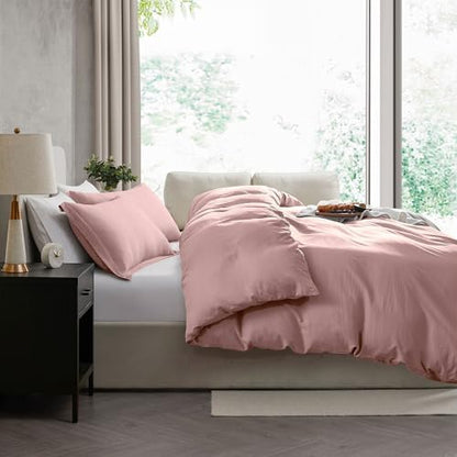 Hearth & Harbor Prewashed King Duvet Cover Set, Blush Pink